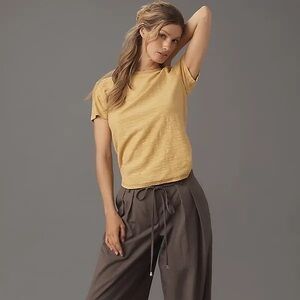 NWOT Pilcro by Anthropologie Bennie Slub T-Shirt Gold Elevated Basic Women’s XS